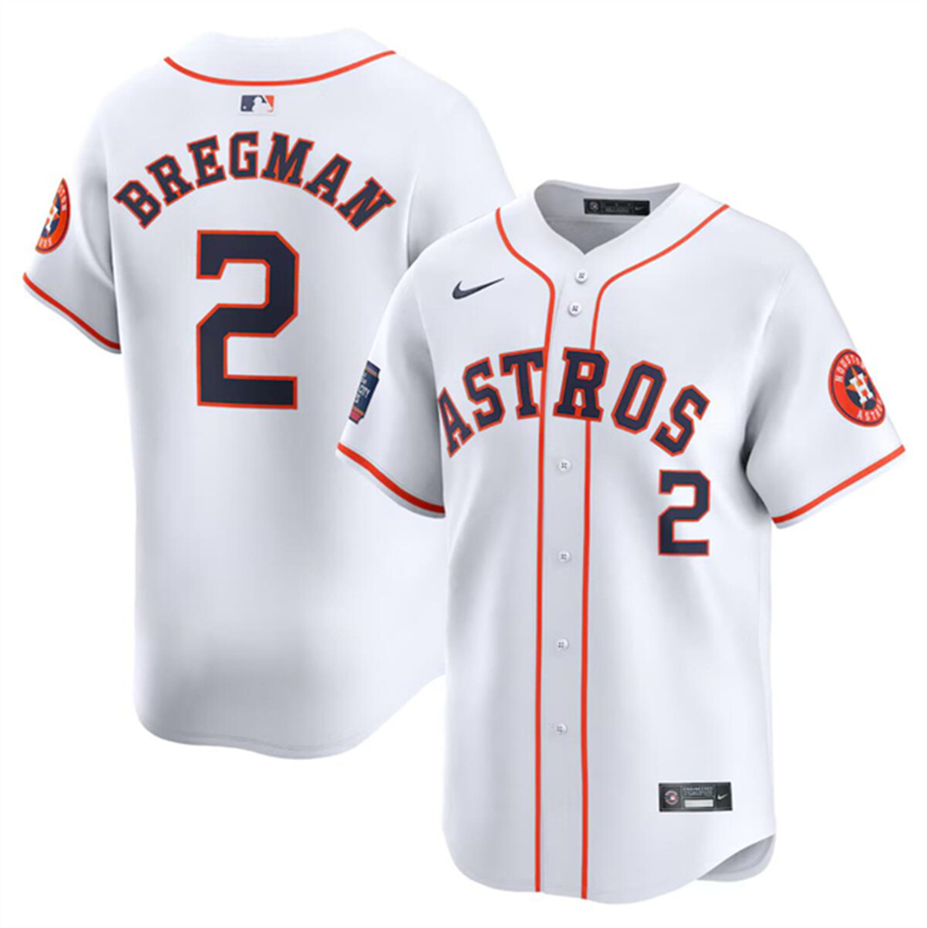 Men's White Houston Astros #2 Alex Bregman 2024 World Tour Mexico City Series Home Limited Stitched Baseball Jersey