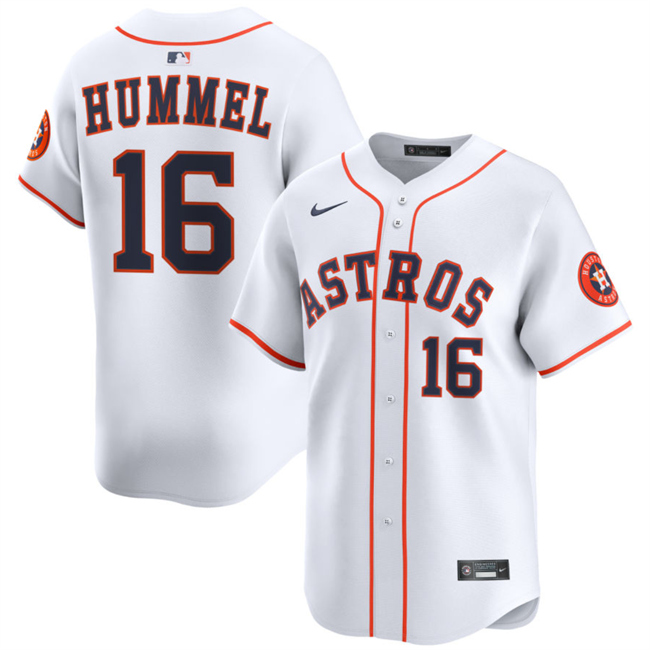 Men's White Houston Astros #16 Cooper Hummel 2025 Home Limited Stitched Baseball Jersey
