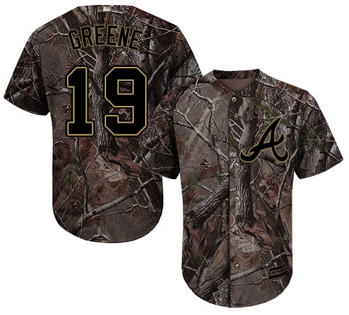 Braves #19 Shane Greene Camo Realtree Collection Cool Base Stitched MLB Jersey