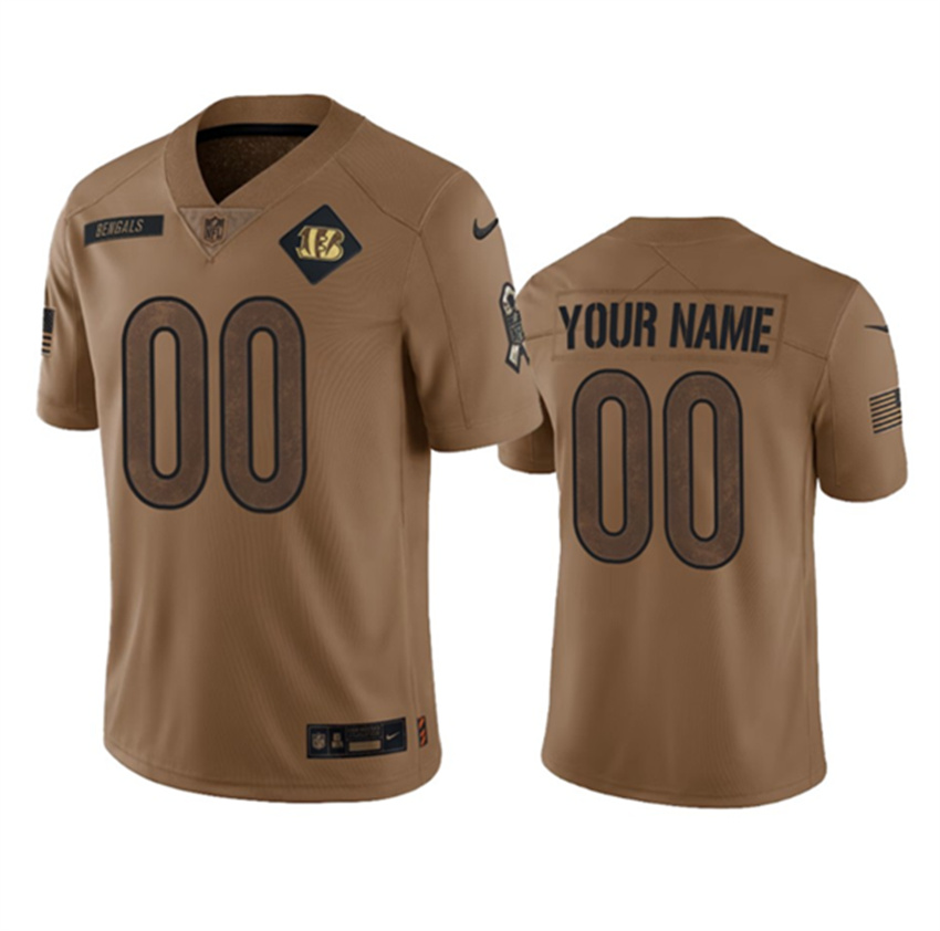 Men's Brown Cincinnati Bengals Active Player Custom 2023 Salute To Service Limited Stitched Jersey
