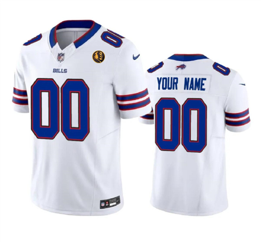 Men's White Buffalo Bills Active Player Custom 2023 F.U.S.E. With John Madden Patch Vapor Limited Stitched Football Jersey