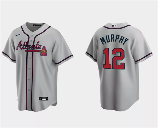 Men's Gray Atlanta Braves #12 Sean Murphy Cool Base Stitched Baseball Jersey