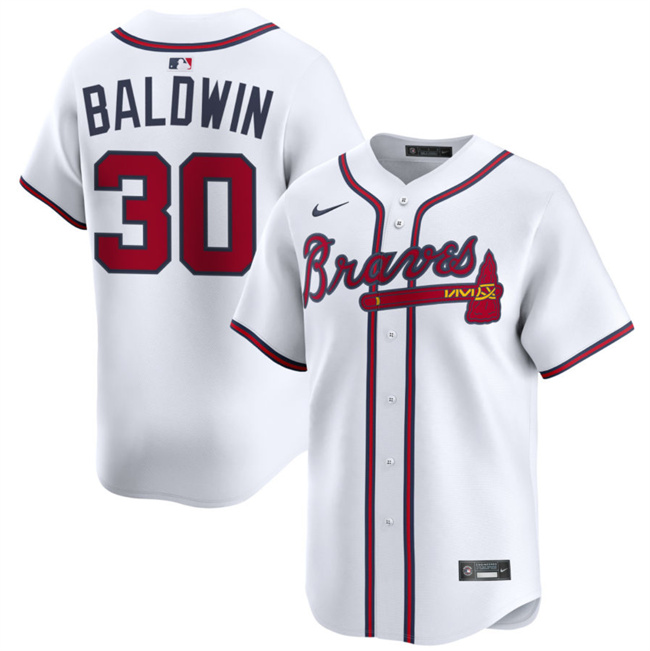 Men's White Atlanta Braves #30 Drake Baldwin 2025 Home Limited Stitched Baseball Jersey