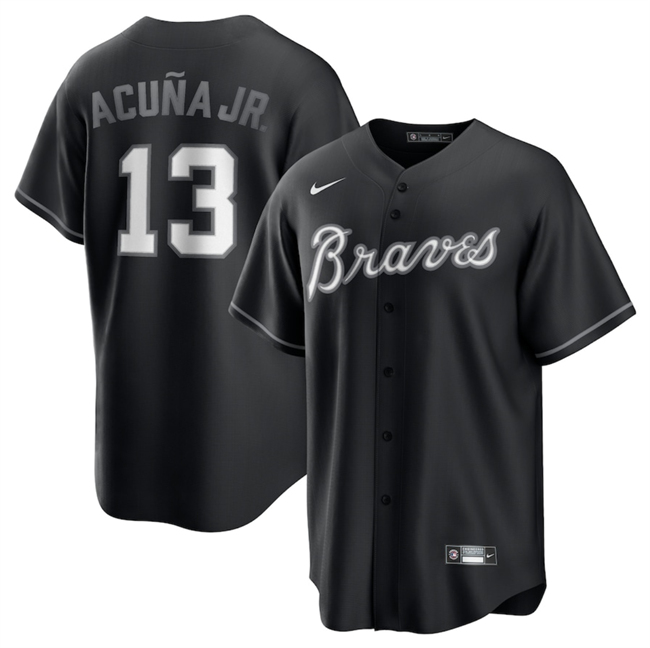 Men's Black Atlanta Braves #13 Ronald Acuña Jr. Lights Out Limited Stitched Baseball Jersey