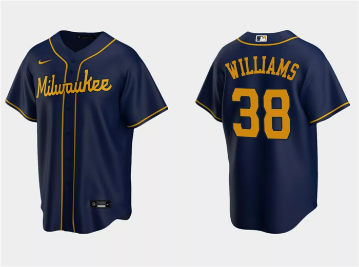 Men's Navy Milwaukee Brewers #38 Devin Williams Cool Base Stitched Jersey