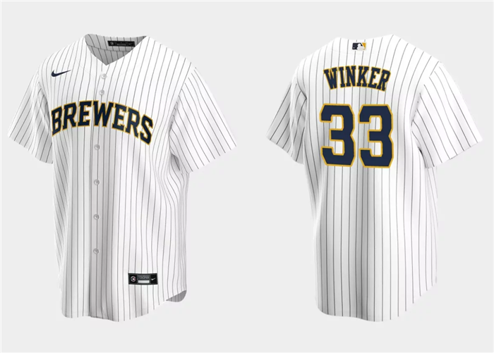 Men's White Milwaukee Brewers #33 Jesse Winker Cool Base Stitched Jersey