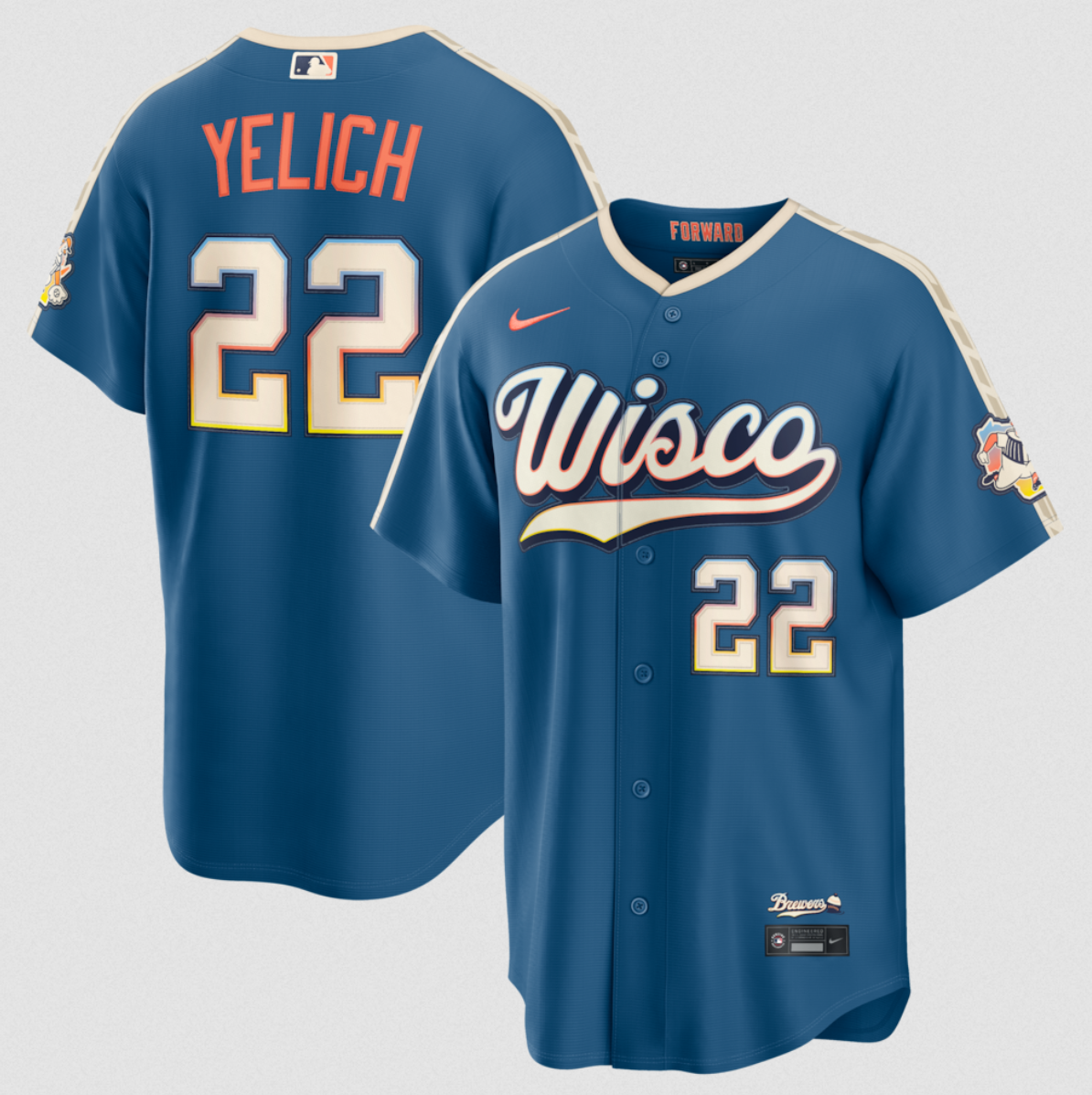 Men's Blue Milwaukee Brewers #22 Christian Yelich Mineral 2026 City Connect Stadium Stitched Baseball Jersey
