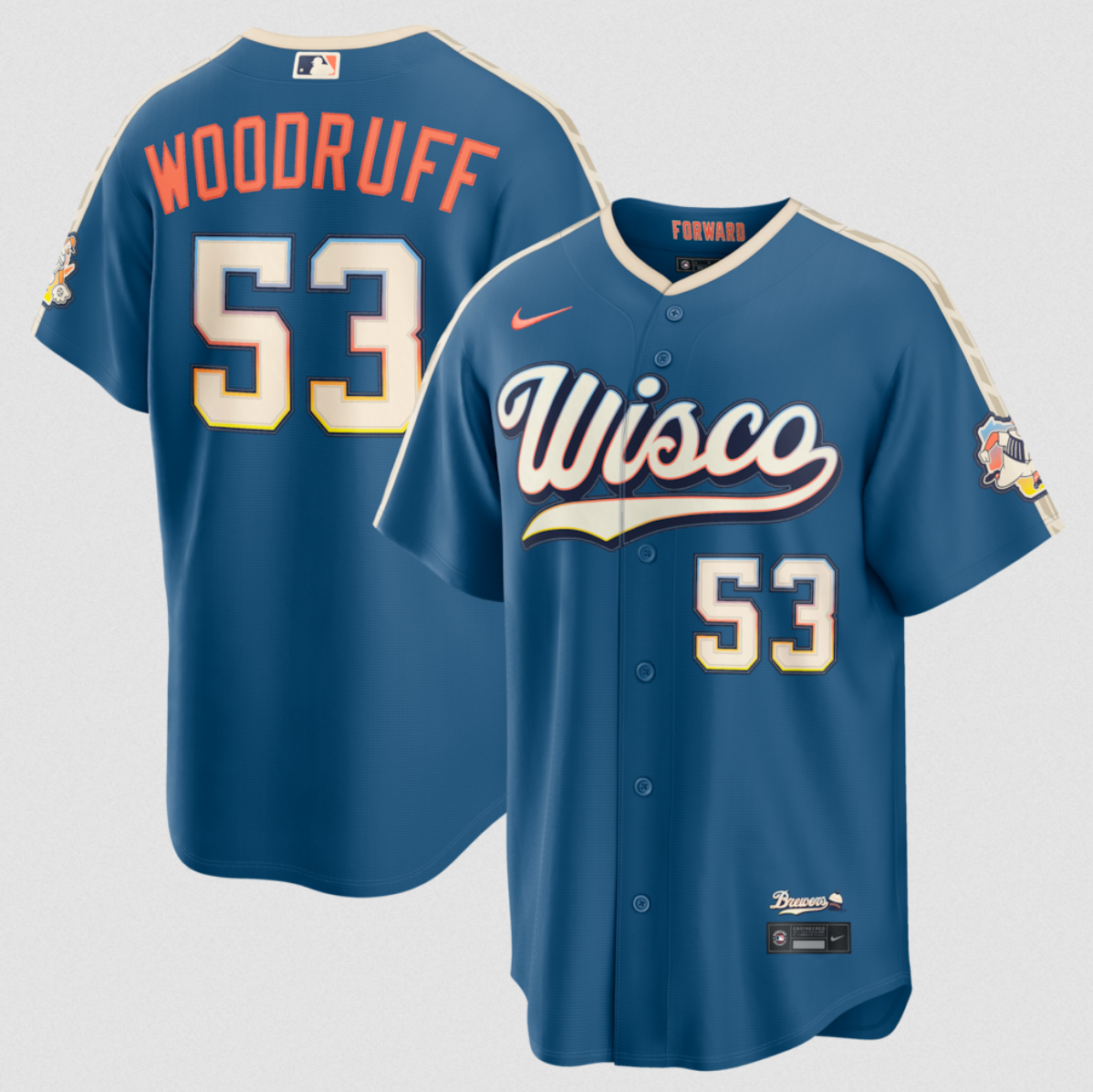 Men's Blue Milwaukee Brewers #53 Brandon Woodruff Mineral 2026 City Connect Stadium Stitched Baseball Jersey