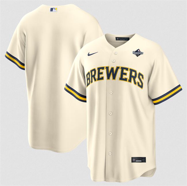 Men's Cream Milwaukee Brewers Blank 2026 World Series Cool Base Stitched Baseball Jersey