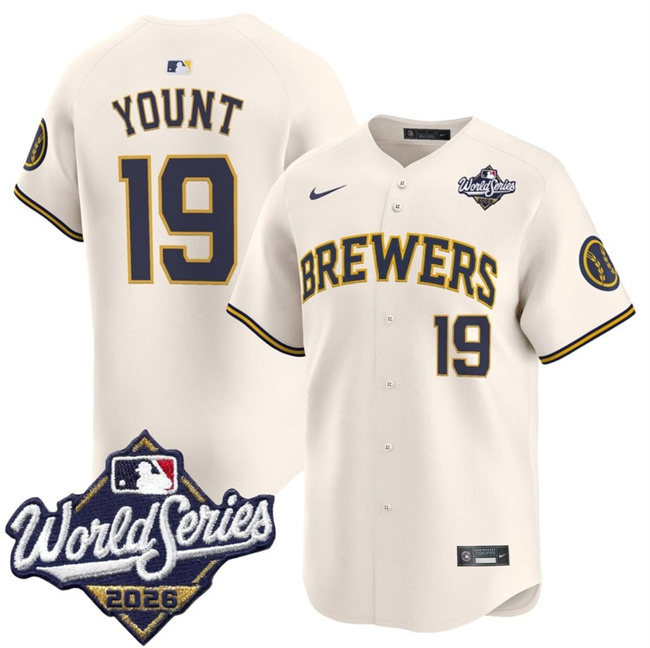 Men's Cream Milwaukee Brewers #19 Robin Yount 2026 World Series Limited Stitched Baseball Jersey