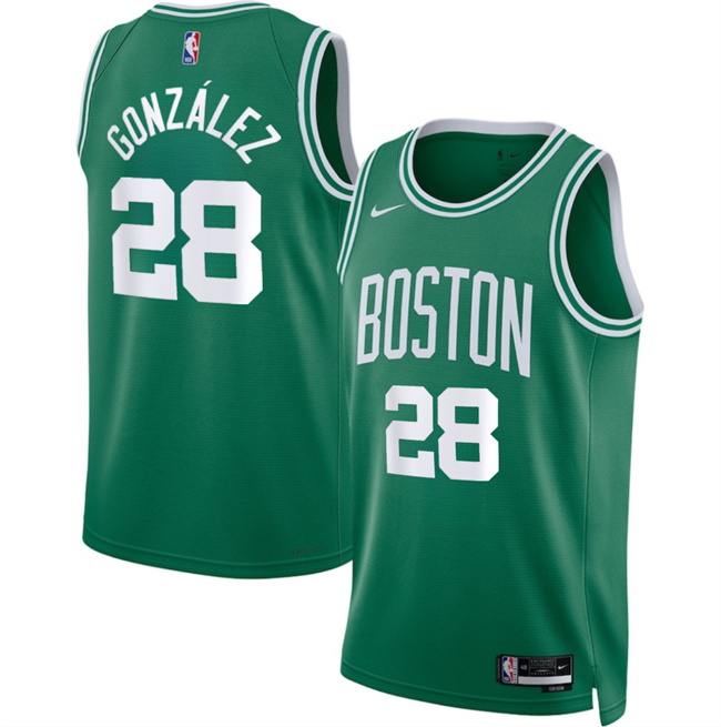 Men's Kelly Green Boston Celtics #28 Hugo González 2024 Draft Icon Edition Stitched Basketball Jersey