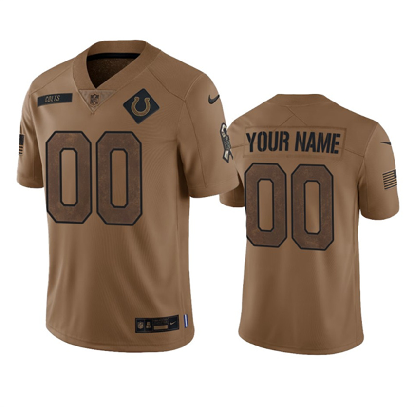 Men's Brown Indianapolis Colts Active Player Custom 2023 Salute To Sertvice Stitched Football Jersey