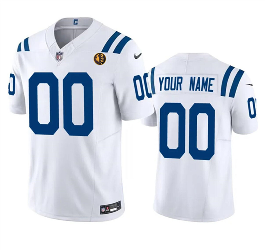 Men's White Indianapolis Colts Active Player Custom 2023 F.U.S.E. With John Madden Patch Vapor Limited Stitched Football Jersey