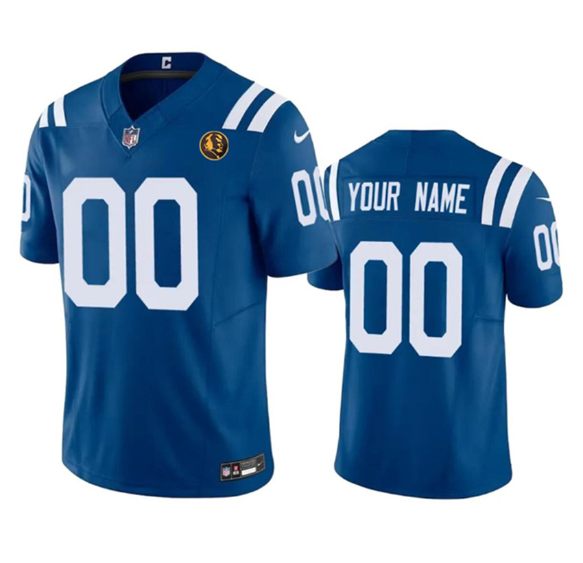 Men's Blue Indianapolis Colts Active Player Custom 2023 F.U.S.E. With John Madden Patch Vapor Limited Stitched Football Jersey