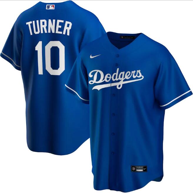 Men's Los Angeles Dodgers Blue #10 Justin Turner Cool Base Stitched MLB Jersey