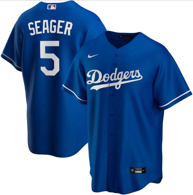 Men's Los Angeles Dodgers Blue #5 Corey Seager Cool Base Stitched MLB Jersey