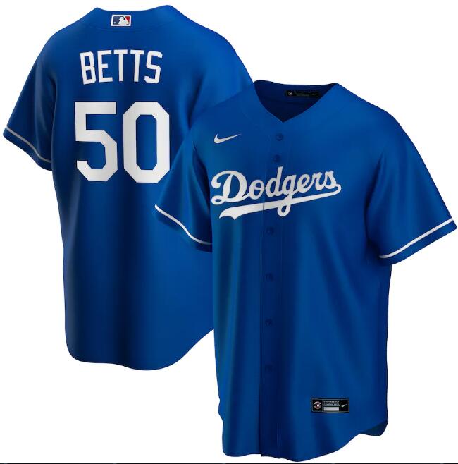 Men's Los Angeles Dodgers Blue #50 Mookie Betts Cool Base Stitched Jersey