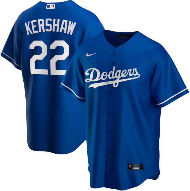 Men's Los Angeles Dodgers Blue #22 Clayton Kershaw Cool Base Stitched Jersey