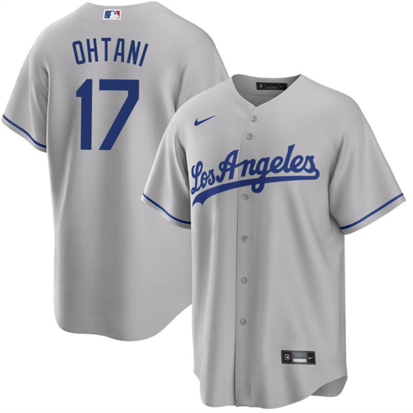 Men's Grey Los Angeles Dodgers #17 Shohei Ohtani Cool Base Stitched Jersey