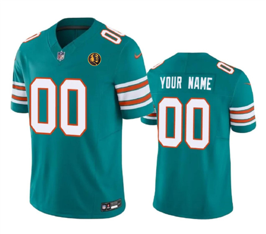 Men's Aqua Miami Dolphins Active Player Custom 2023 F.U.S.E. Alternate With John Madden Patch Vapor Limited Stitched Football Jersey
