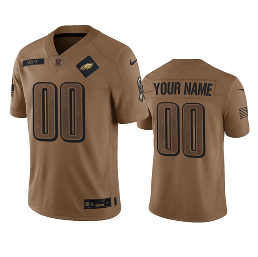 Men's Brown Philadelphia Eagles Active Player Custom 2023 Salute To Setvice Limited Stitched Football Jersey