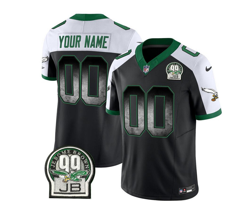 Men's Black/White Philadelphia Eagles Active Player Custom 2023 F.U.S.E. Throwback Vapor Untouchable Limited Stitched Football Jersey
