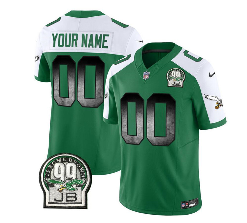 Men's Green/White Philadelphia Eagles Active Player Custom 2023 F.U.S.E. Throwback Vapor Untouchable Limited Stitched Football Jersey