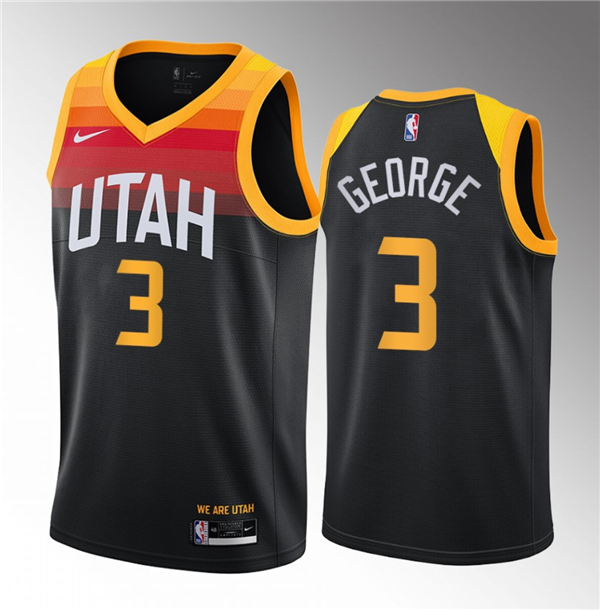 Men's Black Utah Jazz #3 Keyonte George 2023 Draft City Edition Stitched Basketball Jersey