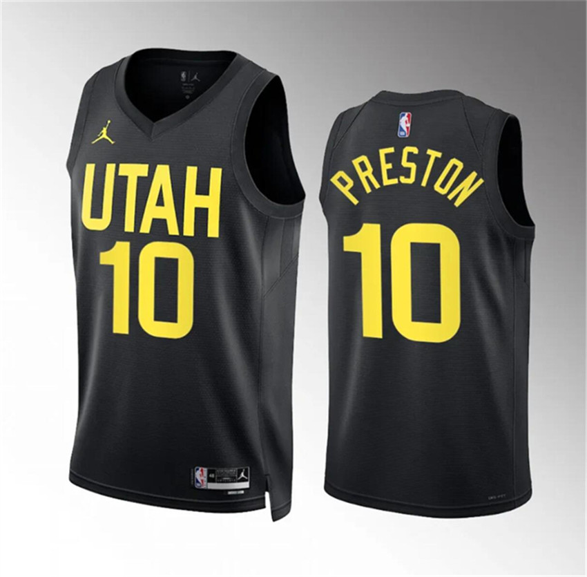 Men's Black Utah Jazz #10 Jason Preston Statement Edition Stitched Basketball Jersey