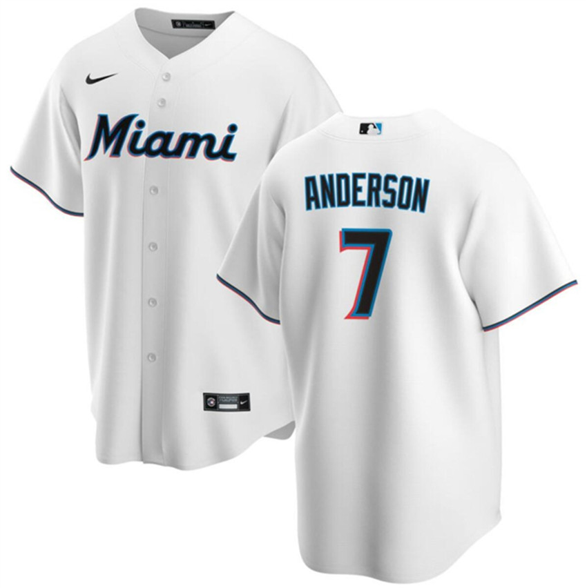 Men's White Miami Marlins #7 Tim Anderson Cool Base Stitched Baseball Jersey