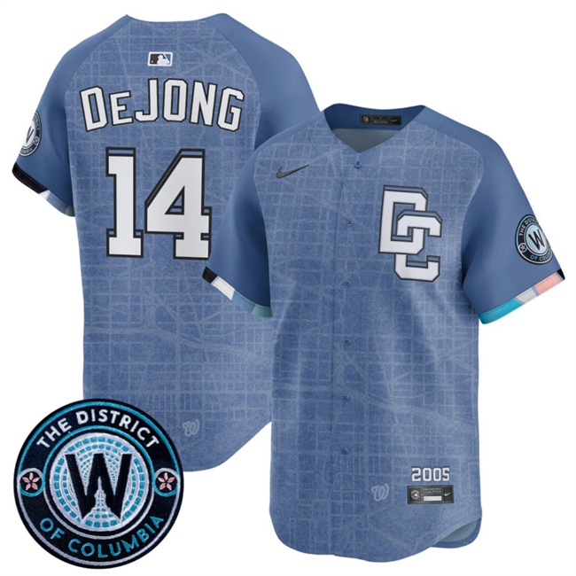 Men's Blue Washington Nationals #14 Paul DeJong 2025 City Connect Limited Stitched Baseball Jersey