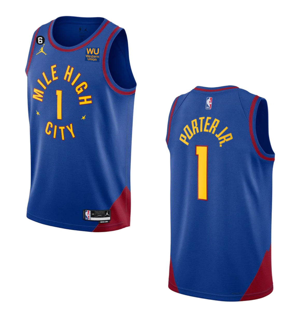 Men's Blue Denver Nuggets #1 Michael Porter Jr. 2022/23 Statement Edition With NO.6 PatchStitched Jersey