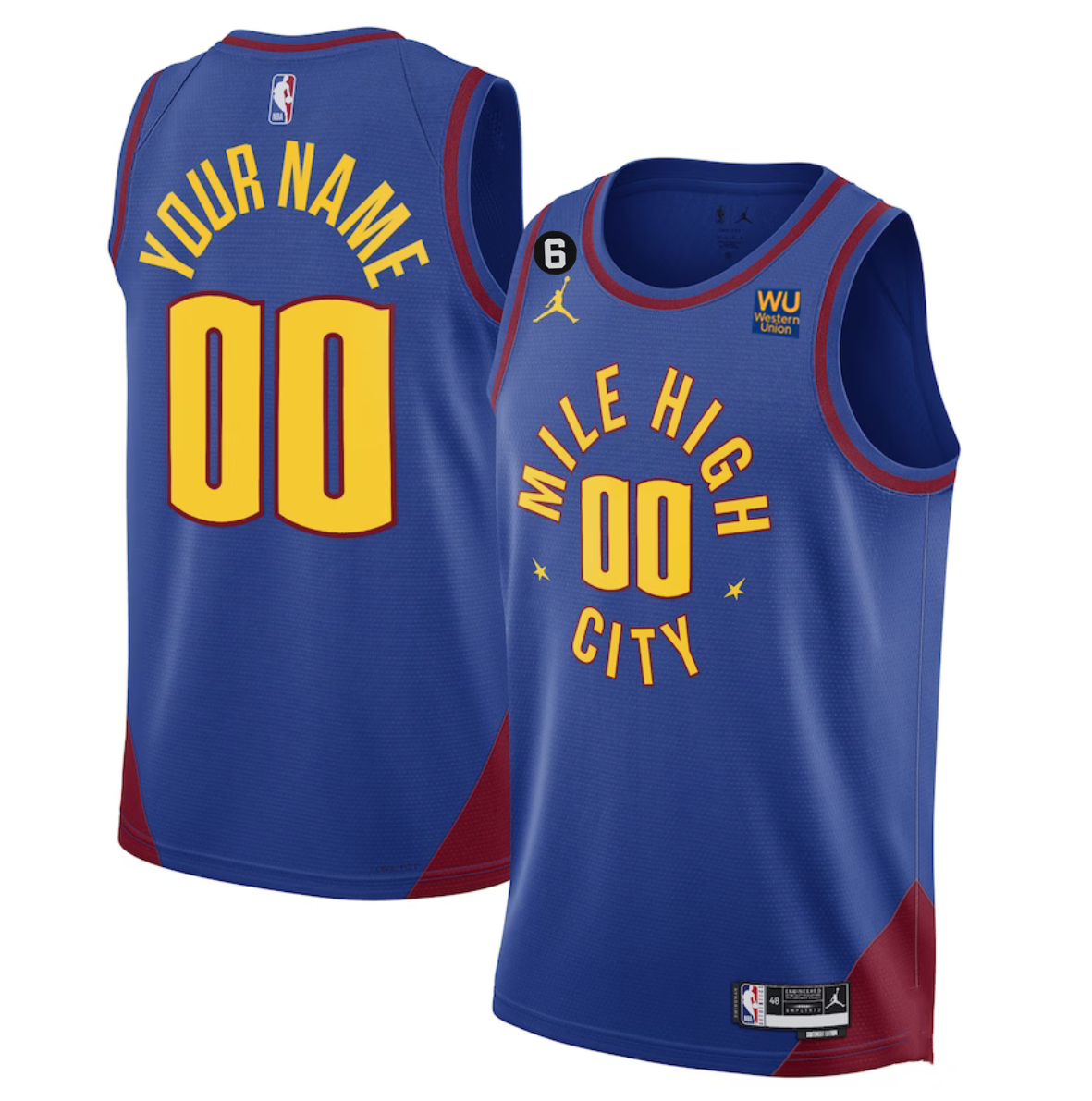 Men's Denver Nuggets Active Player Custom 2022/23 Statement Edition With NO.6 Patch Stitched Jersey