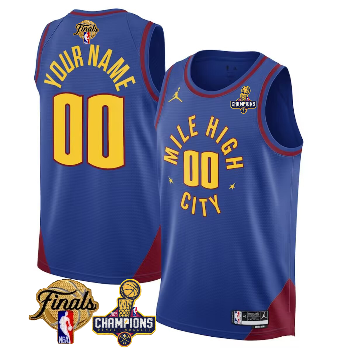 Men's Blue Denver Nuggets Active Player Custom 2023 Nuggets Champions Patch And Finals Patch Statemenr Edition Stitched Basketball Jersey