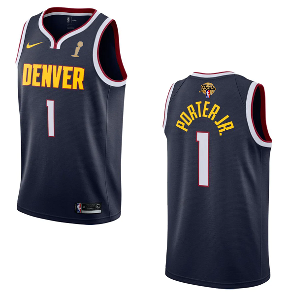 Men's Navy Denver Nuggets #1 Michael Porter Jr. 2023 Finals Champions Icon EditionStitched Basketball Jersey