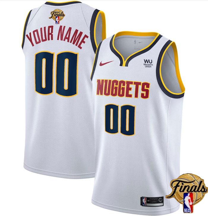 Men's White Denver Nuggets Active Player Custom 2023 Finals Association Edition Stitched Basketball Jersey
