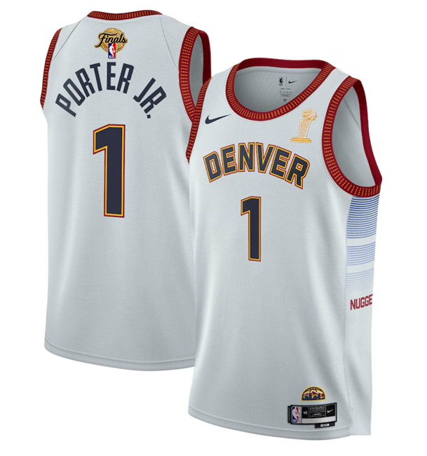 Men's White Denver Nuggets #1 Michael Porter Jr. 2023 Finals Champions Icon Edition Stitched Basketball Jersey