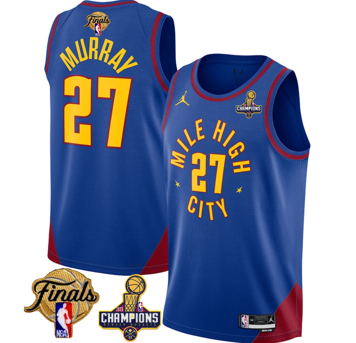 Men's Blue Denver Nuggets #27 Jamal Murray 2023 Nuggets Champions Patch And Finals Patch Statemenr Edition Stitched Basketball Jersey