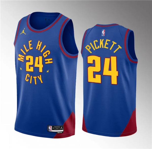 Men's Blue Denver Nuggets #24 Jalen Pickett 2023 Draft Statement Edition Stitched Basketball Jersey