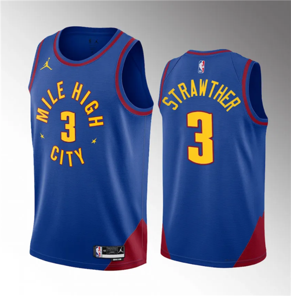 Men's Blue Denver Nuggets #3 Julian Strawther 2023 Draft Statement Edition Stitched Basketball Jersey