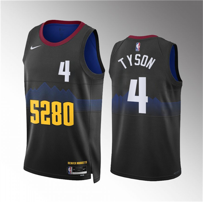 Men's Black Denver Nuggets #4 Hunter Tyson 2023 City Edition Stitched Basketball Jersey