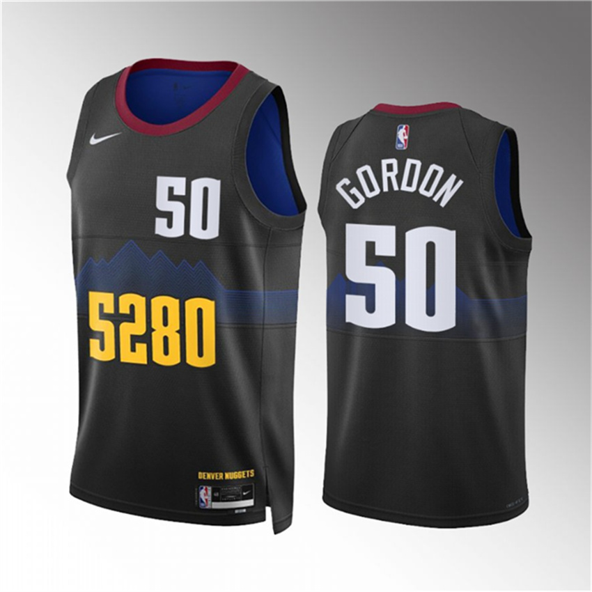 Men's Black Denver Nuggets #50 Aaron Gordon 2023 City Edition Stitched Basketball Jersey