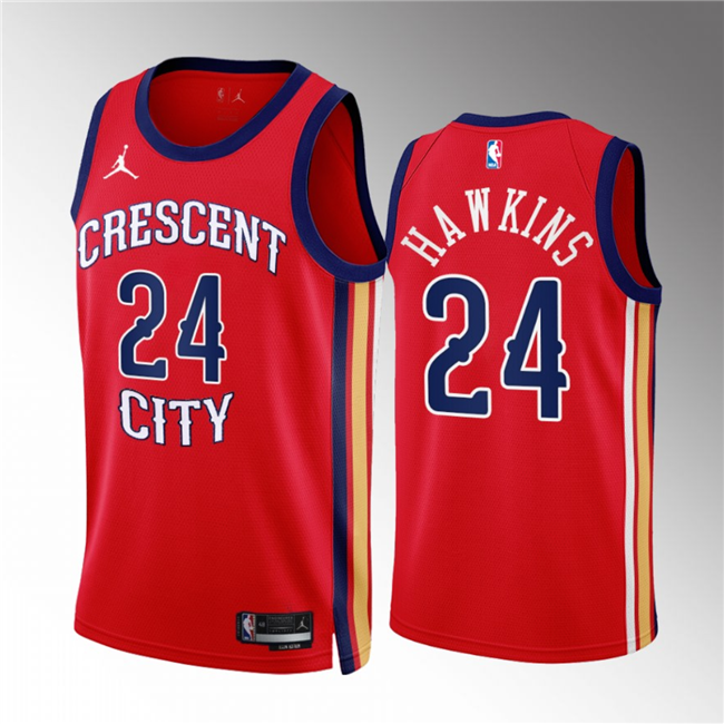 Men's Red New Orleans Pelicans #24 Jordan Hawkins 2022/23 Statement Edition Stitched Basketball Jersey