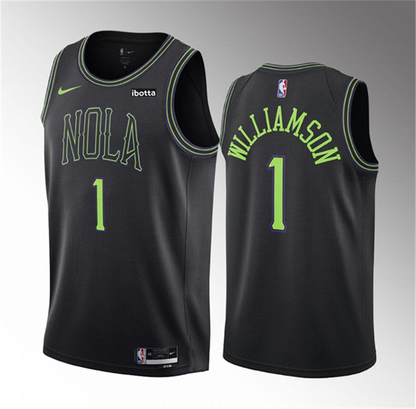 Men's Black New Orleans Pelicans #1 Zion Williamson 2023-24 City Edition Stitched Basketball Jersey