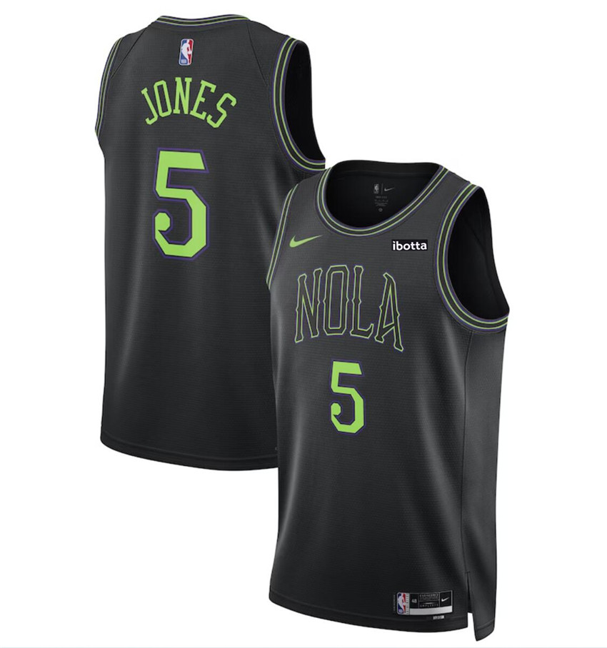 Men's Black New Orleans Pelicans #5 Herbert Jones City Edition Stitched Basketball Jersey