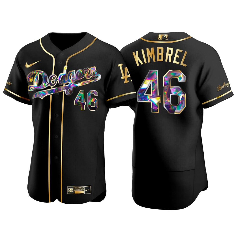 Men's Black Golden Los Angeles Dodgers #46 Craig Kimbrel City Connect Flex Base Stitched Jersey