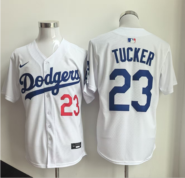 Men's White Los Angeles Dodgers #23 Kyle Tucker Home Limited Stitched Baseball Jersey
