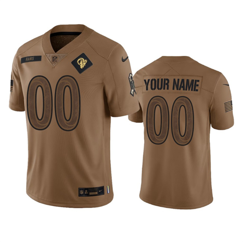 Men's Brown Los Angeles Rams Active Player Custom 2023 Salute To Setvice Limited Stitched Football Jersey