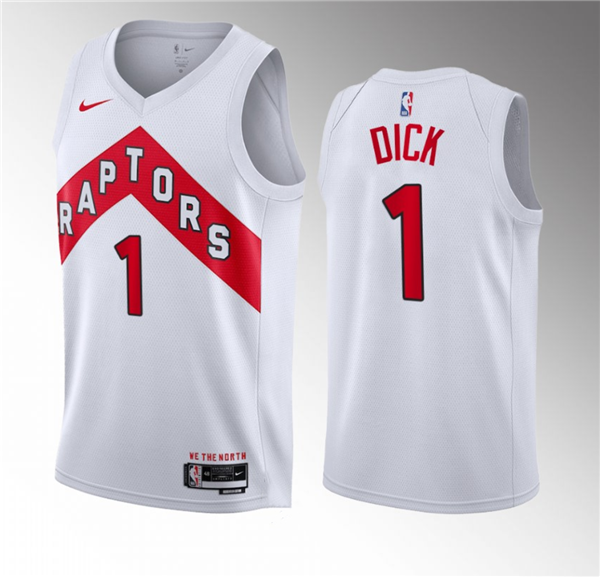 Men's White Toronto Raptors #1 Gradey Dick 2023 Draft Association Edition Stitched Basketball Jersey