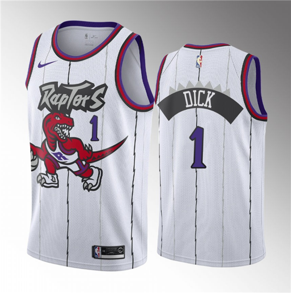 Men's White Toronto Raptors #1 Gradey Dick 2023 Draft Classic Edition Stitched Basketball Jersey